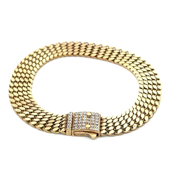 Pozlacený stříbrný náramek se zirkonovou sponou 18cm